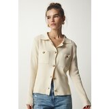 Happiness İstanbul Women's Cream Knitwear Cardigan with Metal Buttons Cene