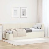  Kutni okvir kreveta s uzglavljem Krema 80 cm x 200 cm Baršun | shoptok.hr