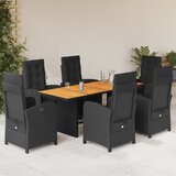 vidaXL 7-dijelni vrtni blagovaonski set s jastucima crni od poliratana | shoptok.hr