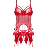 Obsessive Gifty - korzet i otvorena tanga komplet (crvena) Slike