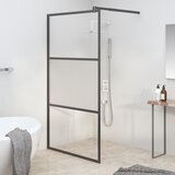 vidaXL Pregrada za tuš 100 x 195 cm s napola mutnim staklom ESG crna Cijene
