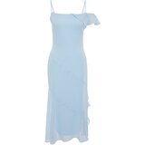 Trendyol Light Blue Flounced Chiffon Stylish Evening Dress Cene