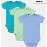 Mafimi Pamučni Bodići kratak rukav za bebe i decu set od 3 - Tirkiz/ Mint/ Plava Cene