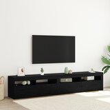 vidaXL TV omare 2 kosa z LED lučmi črnega hrasta, TV stojalo z LED lučmi - črn hrast, 90x35x40 cm, narejeno iz inženirskega lesa | Shoptok.si