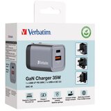  PUNJAČ PUTNI ZA MOBITELE I TABLETE GAN 1XUSB-C/PD 35W/1XUSB-A QC 3.0 (EU/UK/US) VERBATIM 32200 | Shoptok.si