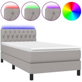 Maison Chic Box spring postelja - Vzmetna postelja z vzmetnico LED svetlo siva 90x200 cm blago SL3499, (21902184) Cene