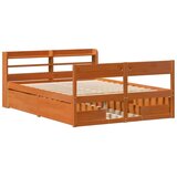 vidaXL Posteljni okvir brez vzmetnice voščeno rjav 140x190 cm borovina | Shoptok.si