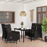  5-dijelni vrtni blagovaonski set s jastucima crni | shoptok.hr