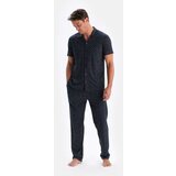 Dagi Navy Blue Size Printed Cotton Modal Shirt Trousers Pajamas Set cene