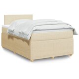 vidaXL Box spring postelja z vzmetnico krem 120x200 cm blago | Shoptok.si