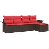  Vrtna sedežna garnitura z blazino 5 pcs Rjava Poly ratan, (5000063156) | Shoptok.si