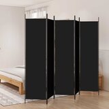 Sobna pregrada s 5 panela crna 250x200 cm od tkanine | Eponuda.ba