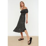 Trendyol Black Carmen Collar Printed Ribbed Knitted Dress | ePonuda.com