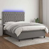  Krevet box spring s madracem LED tamnosivi 140x200 cm tkanina Cijene