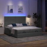 vidaXL Otomanski posteljni okvir z vzmetnicami siv 160x200 cm blago Cene