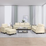 vidaXL Sedežna garnitura 4-delna z blazinami krem umetno usnje | Shoptok.si