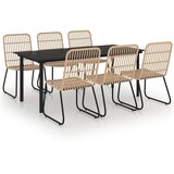  Vrtna garnitura - 7-dijelni vrtni blagovaonski set od poliratana i stakla - boja hrasta i crna Dužina stola 190 cm 6 | shoptok.hr