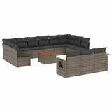  14-dijelni set vrtnih sofa od poliratana s jastucima sivi | shoptok.hr