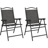 Maison Chic Zložljivi Vrtni Stoli - Stol za vrti 2 kosa melanž sivi jeklo in tekstil JS2678, (21876531) | Shoptok.si