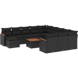  13-dijelni set vrtnih sofa s jastucima poliratan crni | shoptok.hr