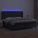  Box spring postelja z vzmetnico LED črna 200x200cm umetno usnje, (20761227) | Shoptok.si