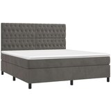  Box spring postelja z vzmetnico LED temno siva 180x200 cm žamet, (20789236) | Shoptok.si