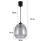 Brilagi LED luster na sajli R GLASS 1xE27/60W/230V prečnik 26 cm crna/dimljena siva | Eponuda.com