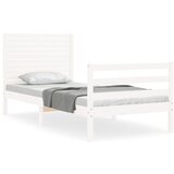 Maison Chic Posteljni okvir - Enojna postelja - Postelja za odrasle 75x190 cm z vzglavjem bel trden les-J15811, (21766227) | Shoptok.si