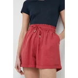 Pepe Jeans Kratke hlače za žene, boja: crvena, glatki materijal, visoki struk