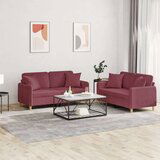  2-dijelni set sofa s jastucima crvena boja vina od tkanine | shoptok.hr