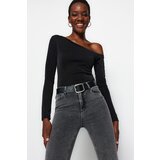 Trendyol Black Premium Glossy Finish, Soft Textured Fitted/Sleeper Knitted Body with Snap Snap | Shoptok.si