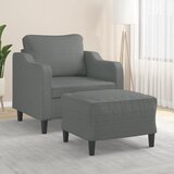 Fotelja s tabureom tamnosiva 60 cm od tkanine | shoptok.hr