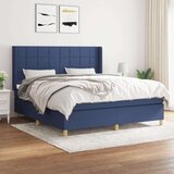  Box spring postelja z vzmetnico modra 180x200 cm blago, (20791321) Cene