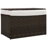 vidaXL Košara za perilo s pokrovom temno rjava 55,5x35x34 cm PE ratan, (21236888)