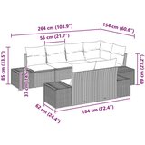  7-delni vrtni kavč set z blazinami bež poliratan, (22092266) | Shoptok.si