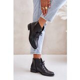 Zazoo 2964 Leather Ankle Boots On Flat Heel Black | ePonuda.com