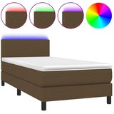  Krevet box spring s madracem LED tamnosmeđi 90x190 cm tkanina | shoptok.hr