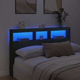 Ormarić za uzglavlje s LED svjetlima crni 160 x 17 x 102 cm | shoptok.hr