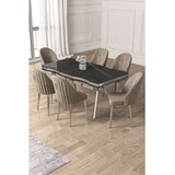 Hanah home trpezarijski set Pem, sto i 6 stolica, ploča u dekoru Sonata, hromirane noge, kapućino tkanina Babyface | Eponuda.com