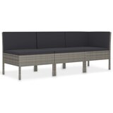 Maison Chic Seti vrtnega pohištva - Vrtna garnitura z blazinami 3-delna poli ratan sive barve, (21797535) | Shoptok.si