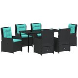  Vrtni set za objed s jastukom 7 pcs Crna Poli ratan | shoptok.hr