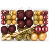  Set božićnih kuglica 111 kom. Zlatna i vinsko crvena 6 cm - Zlatna i vinsko crvena | shoptok.hr