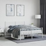 vidaXL Metalni okvir kreveta uzglavlje i podnožje bijeli 140 x 190 cm | shoptok.hr