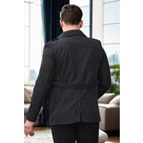 Dewberry 23058 Lined Belted Double Breasted Mens Trenchcoat-BLACK Cene