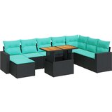  Vrtna garnitura - 9-dijelni set vrtnih sofa s jastucima crni od poliratana - Crna sa spremištem 1 | shoptok.hr