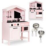 ECO TOYS drvena kuhinja za djecu, mikrovalna i dodaci - roza | shoptok.hr