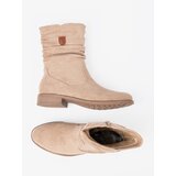 Shelvt Beige ankle boots with a crinkled upper | Shoptok.si