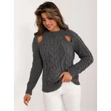 Fashion Hunters Dark grey women's knitted sweater