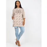 Fashion Hunters Plus size beige blouse with prints