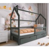  drveni dečiji krevet oskar sa fiokom - grafit - 190/200x90 cm Cene